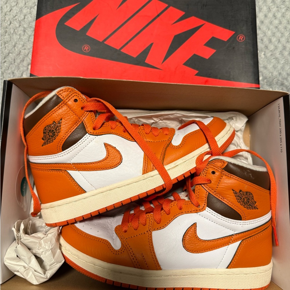 Nike Men's Orange and White High-Top Sneakers